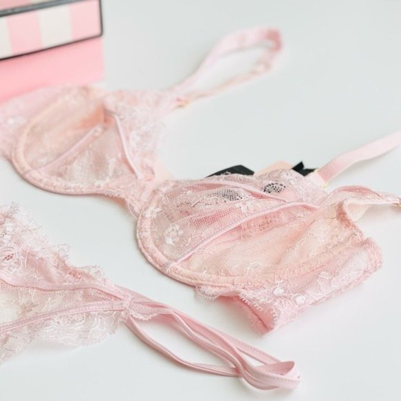 DESIGNER Victoria’s Secret 34C MEDIUM pink bra set - Picture 3 of 7